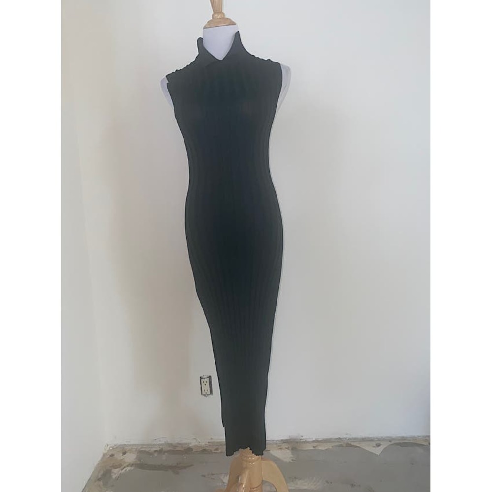 H&M STUDIO S/S 2018 Dress Green Ribbed High Side Slit Bodycon Size 6